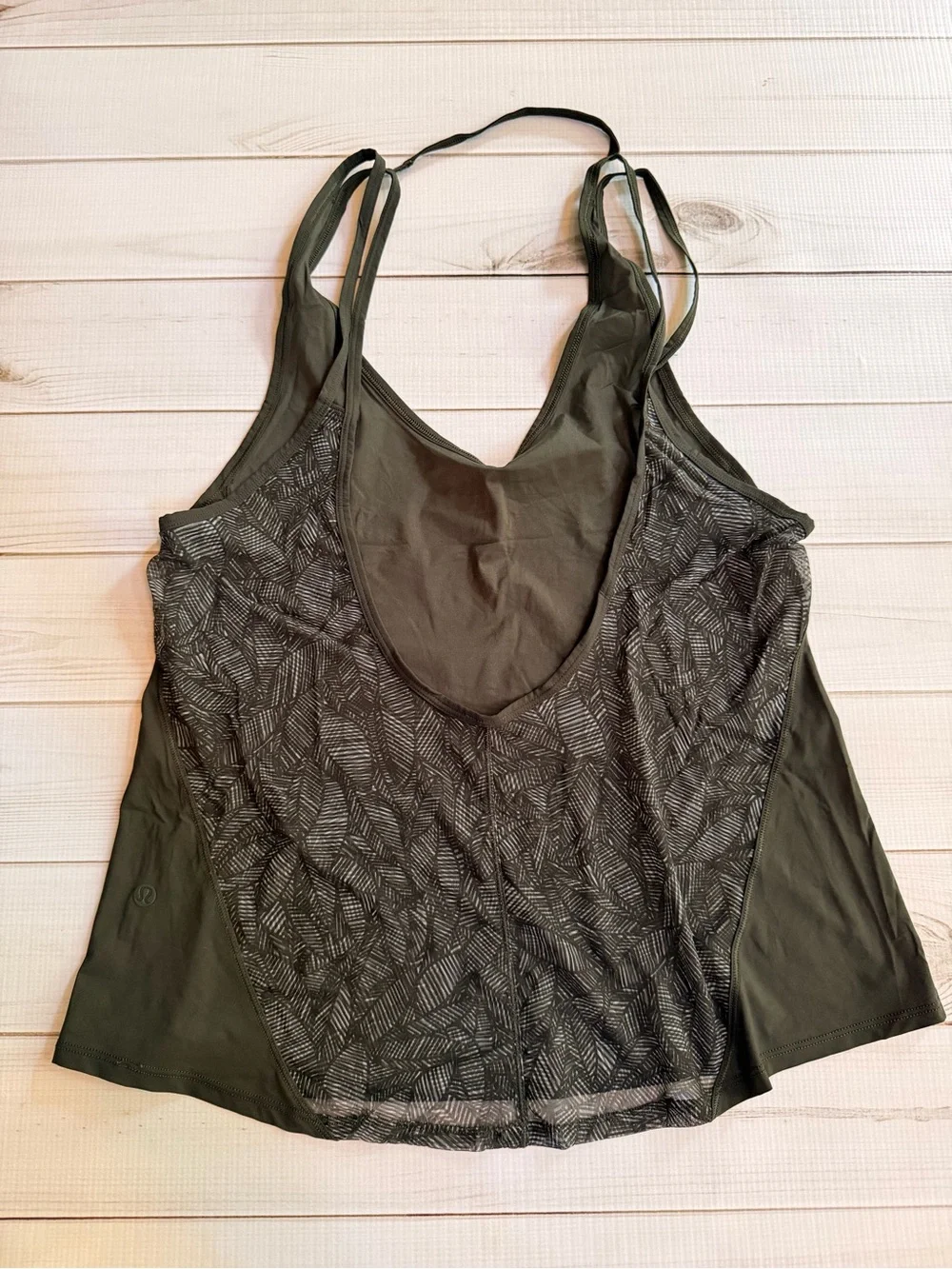 Lululemon Olive Green Mesh Overlay Tank Top